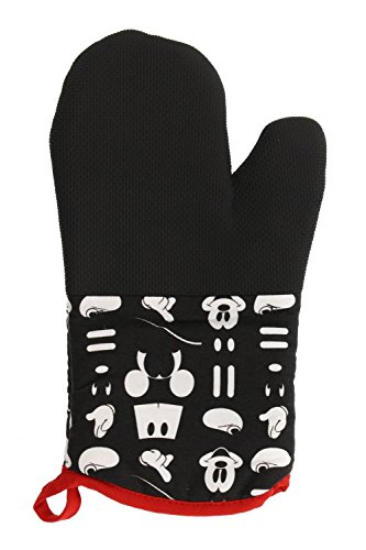 Disney Puppet Oven Mitt & Potholder w/Neoprene for Easy Gripping, Heat Resistant up to 500 degrees F, Mickey Mouse Icon, Black