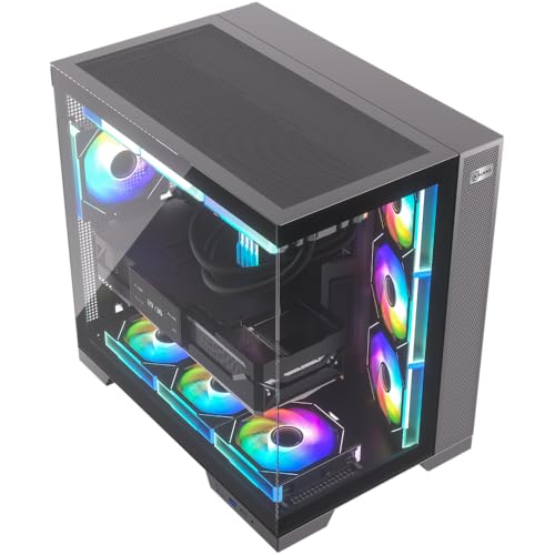 Gabinete Gamer Kalkan Asgard Evo Preto ATX Aquário Sem Fans Câmara Dupla Painel em Vidro Temperado Duplo USB 3.0 Painéis Perfurads Suporta Placas Mãe com Conectores Traseiros KLK00084