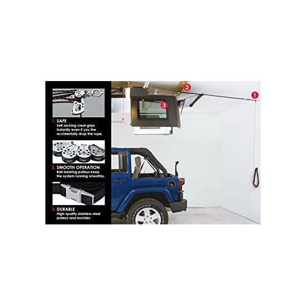 HARKEN Hardtop Overhead Garage Storage Hoist for Jeep Wrangler and