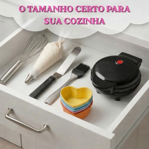 Máquina de Waffle e Donuts 110V 3 em 1 Mini - Waffleira Elétrica Compacta com Placas Removíveis com Formato Coração Laváveis em Lava-Louças, para Waffle, Donuts, para Café da Manhã Lanches, Sobremesas