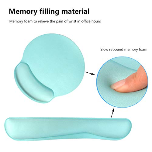 Keyboard Wrist Rest Pad Mouse Pad, Memory Foam, Rest Pads Sets for Comfortable Typing & Wrist Pain Relief, Anti-Slip Rubber Base (Green) - Thumbnail 4