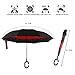 BAGAIL Double Layer Inverted Umbrella Reverse Folding Umbrellas Windproof UV Protection Big Straight Umbrella for Car Rain Outdoor with C-Shaped Handle (Red Flower)