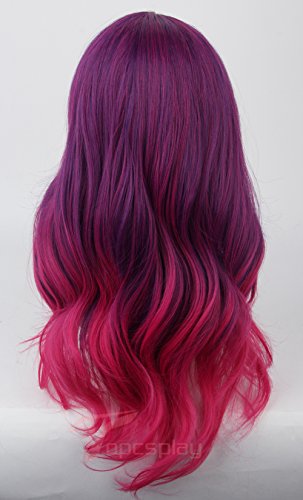 Women's Wig Long Wavy Cosplay Halloween Costumes Wig Purple Red Gradient Ombre
