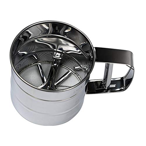 Baking Stainless Steel Shaker Sieve Cup, Bubblefish Shaker Sieve Cup with Measuring Scale Mark for Flour Icing Sugar
