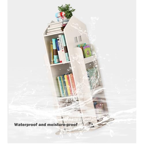 Kids Rotating Bookcase 360° Spin, 3-Tier Interactive Bookshelf for Children's Room, Playroom Corner, Floor Standing Organizer for Toys & Books, Living Room, Study (Blue)