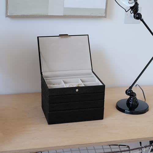 Stackers Classic Black Raffia Jewelry Box, Set of 4