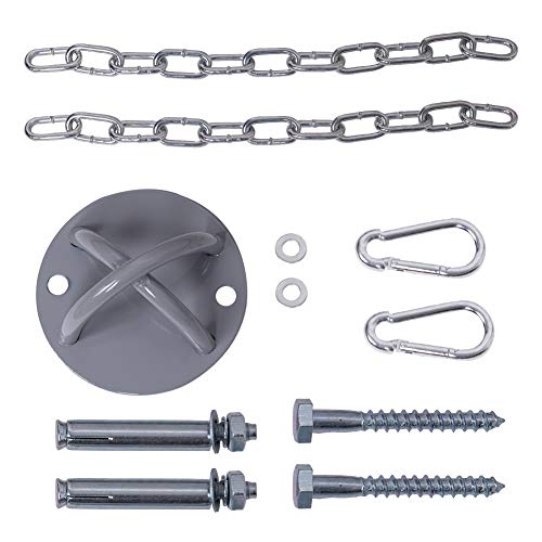Lazy Daze Hammocks 750 LB Capacity Hammock Chair Ultimate Hanging Kit - Heavy Duty Stainless Steel X-Mount Ceiling Hook, Hammock Chains, Carabiners and Anchors (with Stainless Mounting Screws)