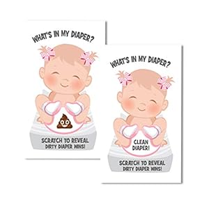Girl -What’s In My Diaper Baby Shower Scratch Off Game | 24 Cards – 1 Winner | Baby Shower Games | Baby Shower Prizes…
