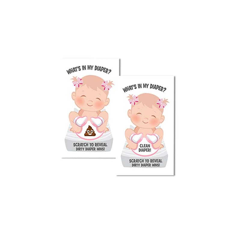 Girl -What’s In My Diaper Baby Shower Scratch Off Game | 24 Cards – 1 Winner | Baby Shower Games | Baby Shower Prizes…