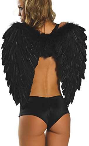 Angel Feather Wings Women's BLACK Costume Accessory