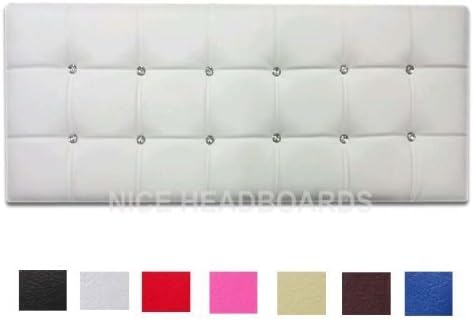 Faux Leather Crystal Diamante Diamonte Headboard 3FT Single (BLACK)