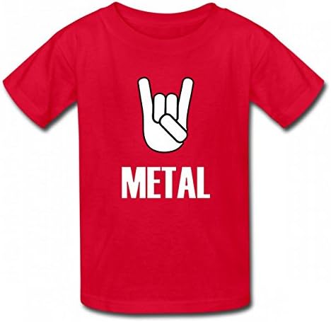 MCOUW Rock On Metal Tshirt Cotton Tops Original Kid Tee Red