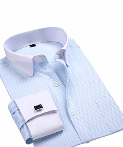 Cloudstyle Men's Dress Shirt Slim Fit Button Down Stripe Checked Shirt