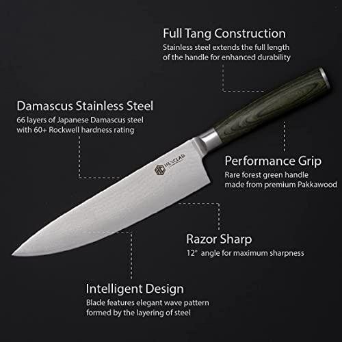 HexClad 8 Inch Ultra Sharp Chef Knife Japanese Damascus Stainless Steel