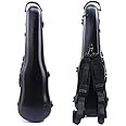 Vetimobato Hard Shell 3/4 Violin Case 4/4 Full Size Carbon Fiber Violin Box Strong Light Anti-Scratch Scratch Shaped Flight Case Travel Backpack Violin Case (Black)