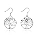 Plated Sterling Silver Tree Of Life Earrings Dangle for Women Girl Jewelry Gift