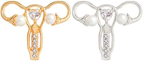 Woman's Womb Shape Lapel Pins 2 Piece Set Uterus Brooch Pins Female Nurse Doctor Medical Badges Accessories Gifts