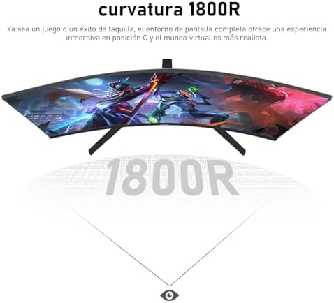 Panel de 27 Pulgadas, Monitor de computadora Curvo Gaming 1800R 250Hz, FHD 1080p 1ms, Freesync, 98% sRGB, Altavoces Integrados, HDMI 2.0, DisplayPort, Compatible con Montaje en Pared - Negro