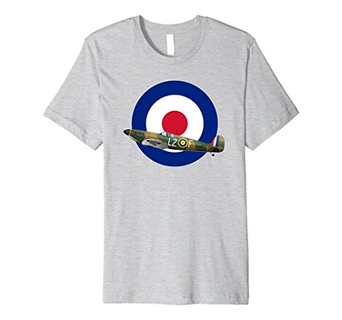 Mens RAF SPITFIRE BATTLE OF BRITAIN Military WW2 Warbird T Shirt 2XL Heather Grey
