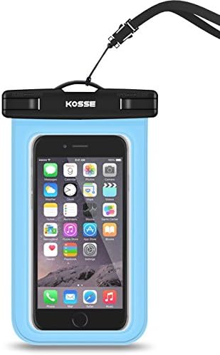 Kosse Universal Waterproof Case, Snowproof Sandproof CellPhone Dry Bag Pouch for Diving, Swimming, Boating, Fishing, Kayaking Outdoor Sports with Ipx8 Certified for Devices up to 6.0" diagonal-Blue