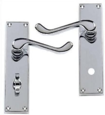 Victorian Scroll Polished Chrome Lever Bathroom WC Door Handles (58224), Silver, 17.8 x 12 x 6.6 cm