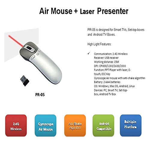 image for DUANCHUN Wireless Air Mouse Ppt Remote Control Laser Flip Pen Briefer 