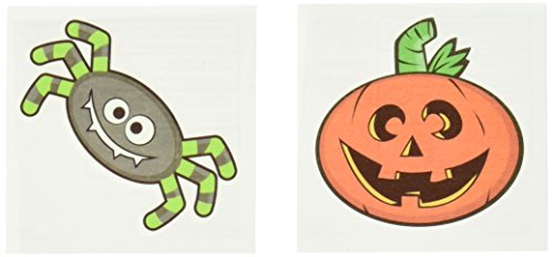 Family Friendly Halloween Cute Frights Tattoo Party Favour, Plastic, 2" x 2" Pack of 24