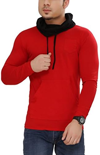 tees collection Men's Cotton Full Sleeve Red Color Hooded T-Shirt