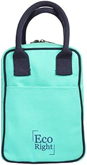 Eco Right Cotton Lunch Bags For Office Women & Lunch Bag For Men, Insulated Lunch Bag For Kids, Office Lunch Bag With Bottle Holder, Carry Handle & Pocket, 10L, Turquoise