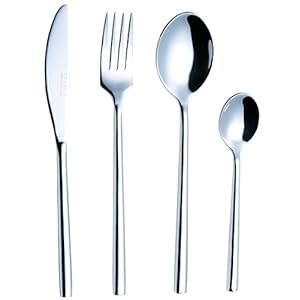 EXZACT 16pcs cubertería – acero inoxidable – 4 x cena tenedors, 4 x cuchillos, 4 x cucharas cena, 4 x cucharaditas (EX963 x 16)