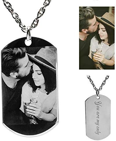Civbalen Personalized Photo Text Dogtags Custom Picture Necklace Message Pendant Customized Valentine's Day Birthday Gift