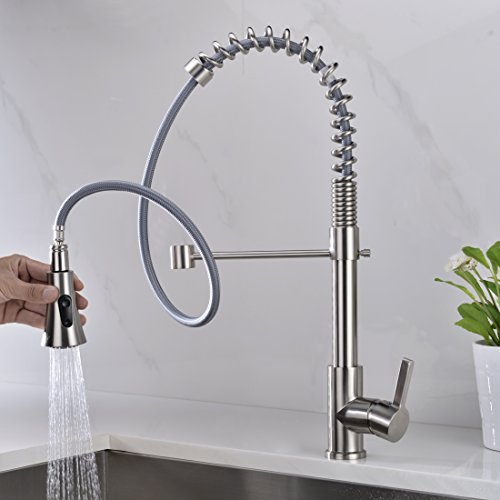 Kitchen Faucet Brushed Nickel Delle Rosa Pre-rinse Spring Durable and Sturdy Single Handle Pull Out Kitchen Sink Faucet
