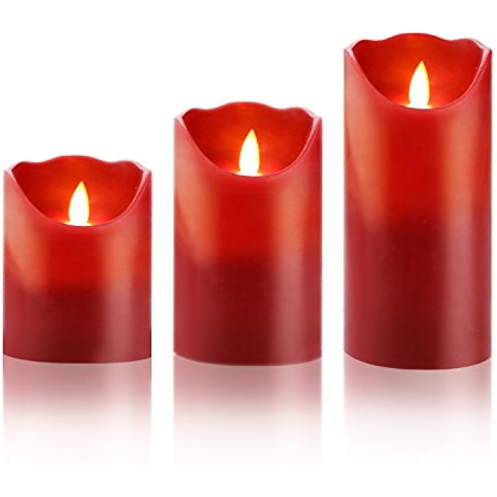 3 Pack Flameless LED Candles With Timer Remote Moving Wick Luminara