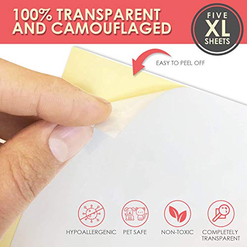 Ronton Cat Scratch Deterrent Tape - 12 in X 17 Anti Scratch Tape for Cats | 100% Transparent Clear Double Sided Training Tape | Pet & Kid Safe | Furniture, Couch, Door Protector (10 Sheet) - Thumbnail 4