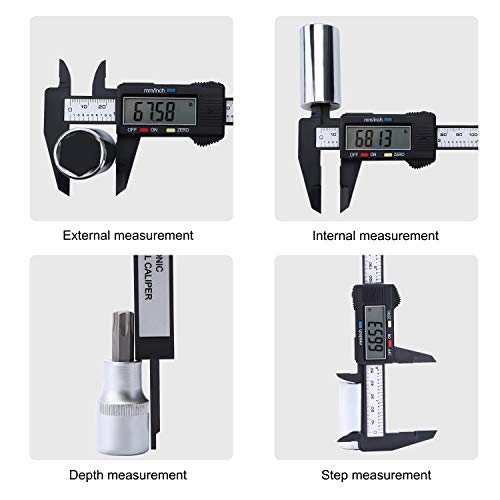 OCGIG Digital Caliper Carbon Fiber Vernier Caliper 0-6 Inches 150mm with Large Clear LCD Screen Inch/Millimeter Conversion - Thumbnail 7
