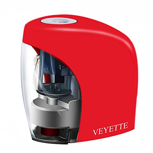 Electric Pencil Sharpener, VEYETTE Portable Electrical Pencil Sharpener for Colored Pencils, Perfect for Kids, Teachers and Artists, Plug & Battery Operated, Red - Thumbnail 6