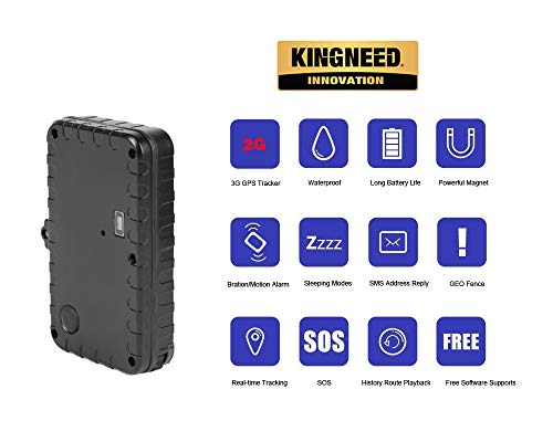 KingNeed Mini Magnet Portable Real-time GPS Tracker/ IPX7 Waterproof/ 90 Days Working Day in Sleep Mode/Geo-Fence/GSM Home Alarm/for Personal and Car Vehicles
