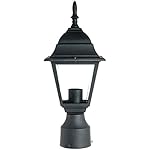 Sunlite ODI1150 15-Inch Decorative Light Post Outdoor Fixture, Black Finish with Clear Glass
