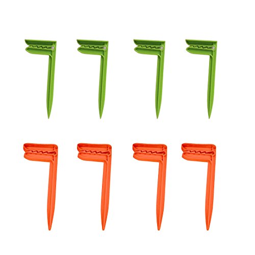 Wenosda Beach Towel Anchor Stakes Clips Blanket Picnic Fasten Pegs Set for Camping Travel & Beach Day (green + orange)