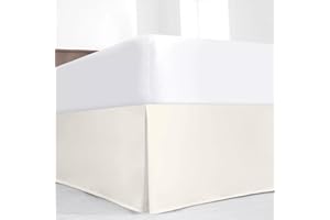 SKY BEDDINGS Luxury Pleated King Bed Skirt with Split Corners - 16 Inch Tailored Drop - Pleated Dust Ruffle - Wrinkle-Free 100% Microfiber - Easy Fit, Soft & Durable - Ivory