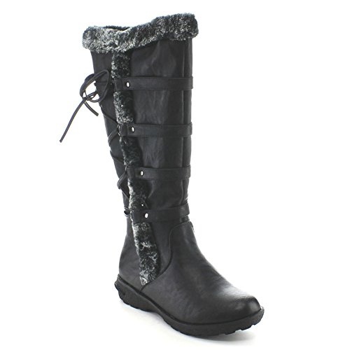 Fur Trim Back Lace Up Knee High Boots Winter Boots Womens Fur Trim Back Lace Up Knee High Boots Winter Boots Womens