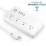 WiFi Smart Power Strip YWTESCH Smart Multi Outlet Surge Protector Compatible with Alexa Remote Control with 4 AC Outlets and 4 USB Ports Via Android iOS Smartphone Tablets