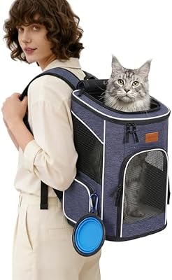 Mochila para Gatos e Cães Pequenos, 7 kg, Dobrável com Trela de Segurança Interior e Carapaça