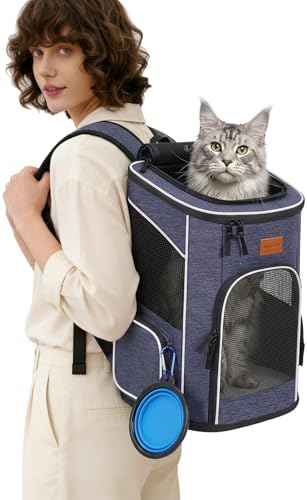 Mochila para Gatos e Cães Pequenos, 7 kg, Dobrável com Trela de Segurança Interior e Carapaça