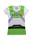 Toy Story Buzz Lightyear Juniors Astronaut Costume White T-shirt (Juniors X-Large)