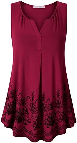 Furnex Women's Summer Sleeveless Tunics Floral Casual Loose Comfy Flowy Tank Tops