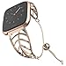 UooMoo Band Compatible with Fitbit Versa, Leaf Shape Stainless Steel Bracelet Women Replacement for Fitbit Versa Smart Watch-Rosegold