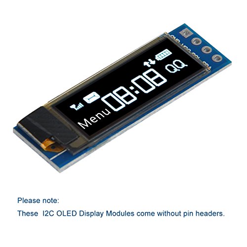 MakerFocus 2pcs I2C OLED Display Module 0.91 Inch I2C SSD1306 OLED Display Module White I2C OLED Screen Driver DC 3.3V~5V for Arduino