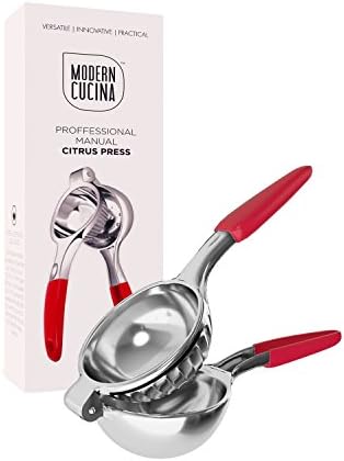 Premium Lemon Lime Squeezer by Modern Cucina Stainless Steel Press with Silicone Handles