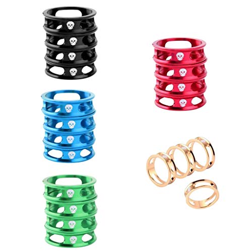 Prettyia 20Pcs Aluminium Alloy Bicycle Stem Headset Spacers Fit 1 1/8-Inch Stem Compatible with MTB Mountain Bike Road Bikes Fixed Gear 10mm Cycling Parts